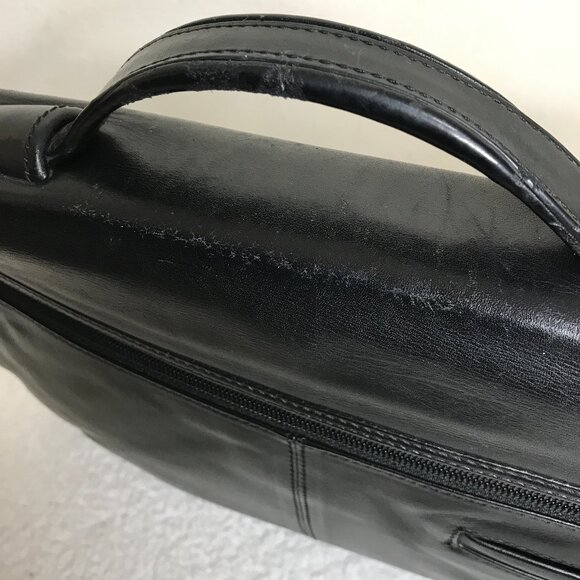 TUMI Black Leather 15" x 11" Soft Side Briefcase - Picture 8 of 16